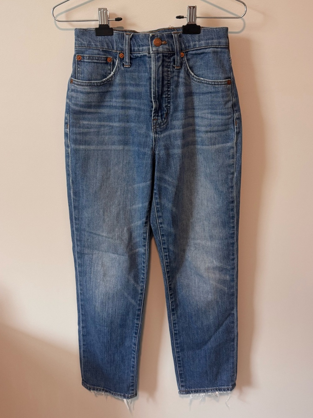 MADEWELL | The Perfect Vintage Crop Jean Light Wash Raw Hem Size 26